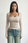 Isabella Romano | Sculpting Square Neck Top For Women