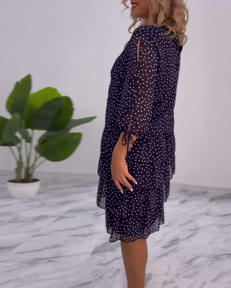 Sophia | Women’s Tiered Polka Dot Dress with Sleeves