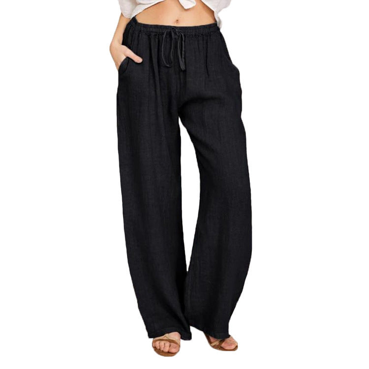 Elsie Coleman | Linen Blend Wide-Leg Trousers For Women