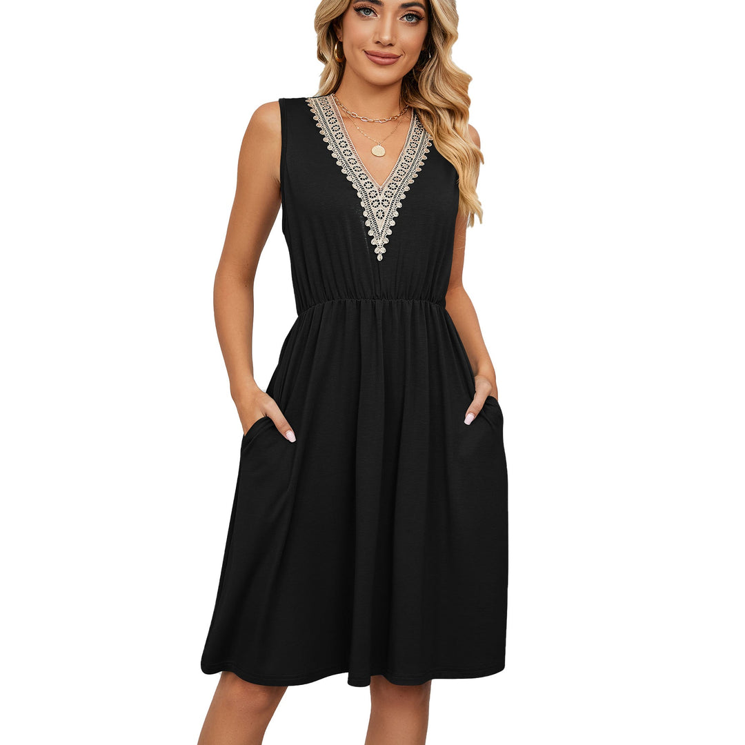 Isabella Hartley | Lace Trim V-Neck Midi Dress For Women
