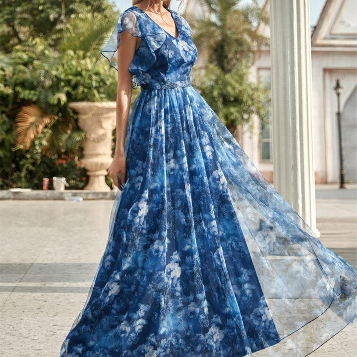 Isabella Reeves | Floral Graduation Dress With Tulle Overlay For Women