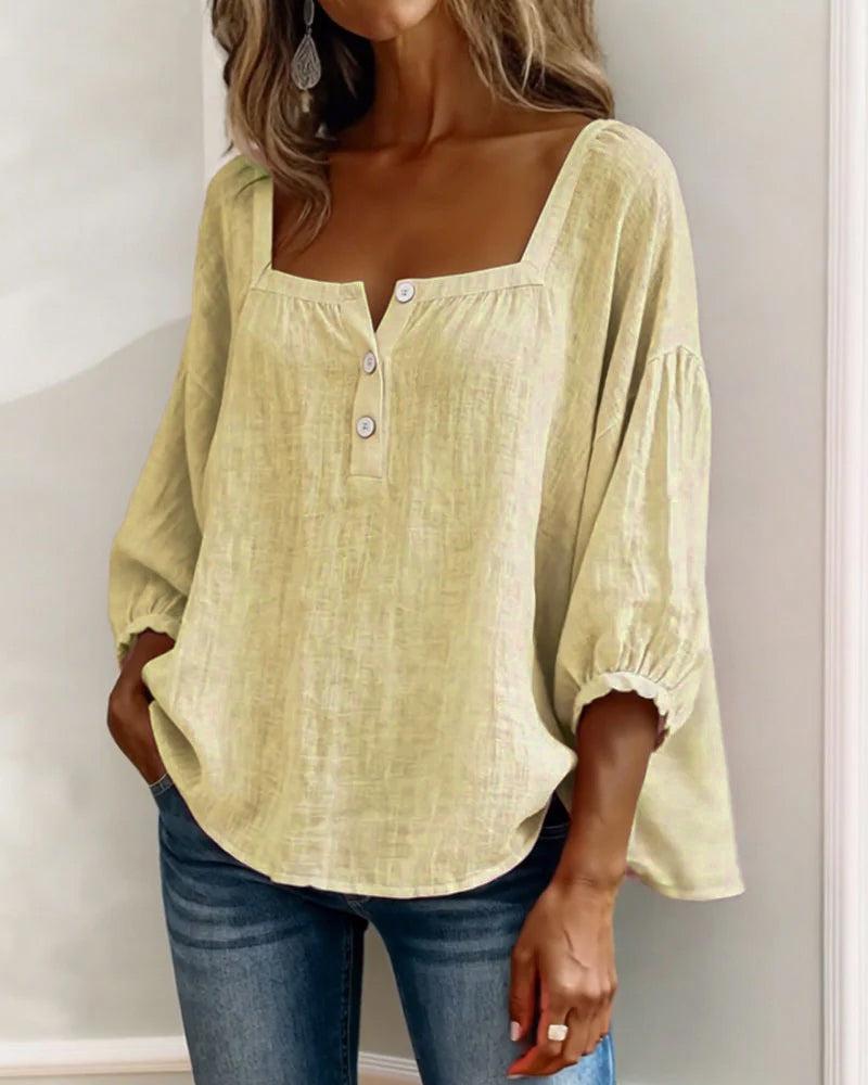 Daisy | Women’s Puff Sleeve Blouse with Square Neck
