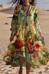 Ava Cooper | Floral V-Neck Midi Dress For Women