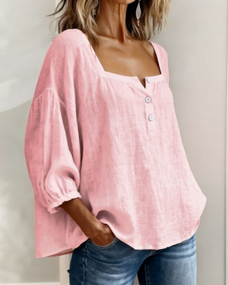 Daisy | Women’s Puff Sleeve Blouse with Square Neck