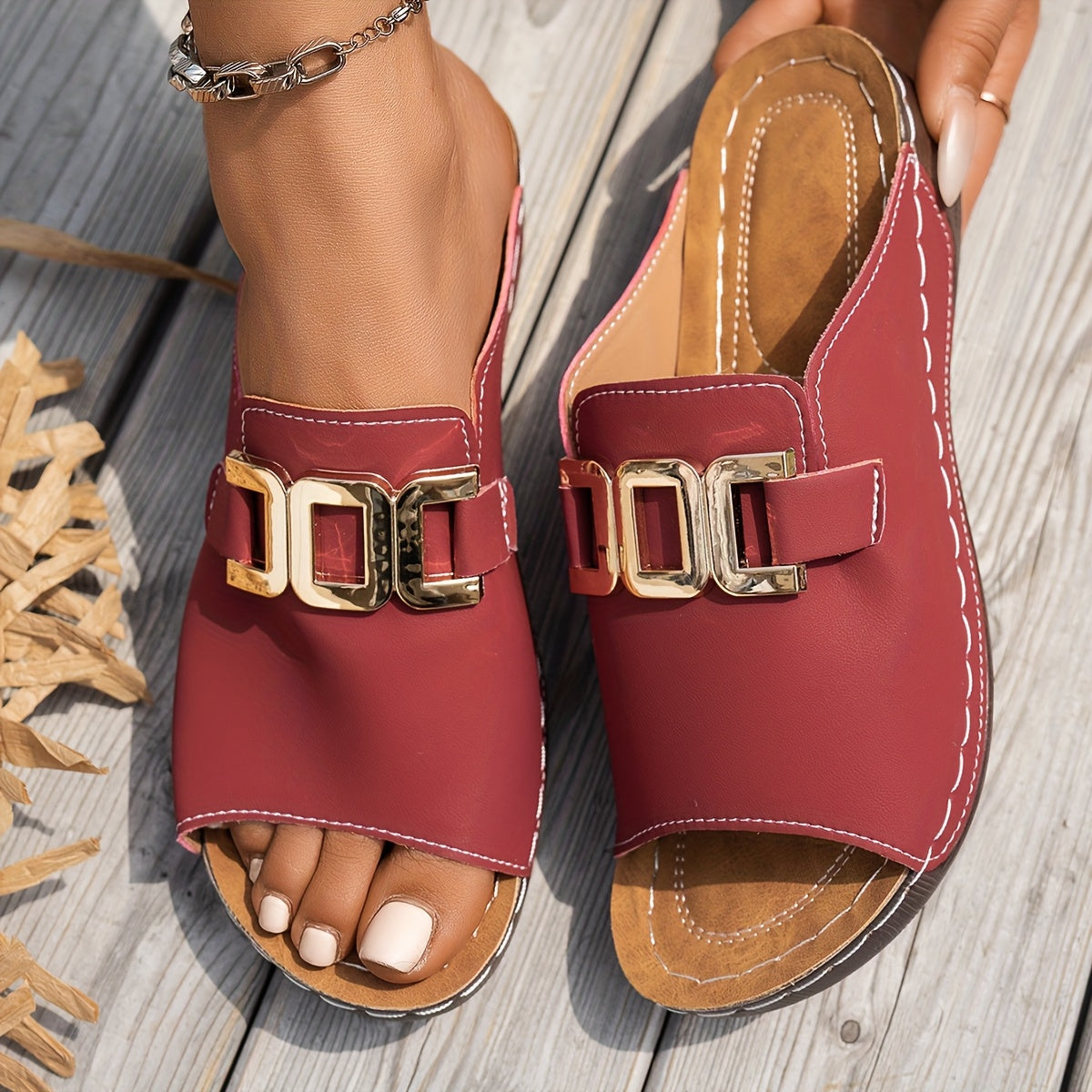 Capella | Women’s Sandals with Gold Buckle Straps