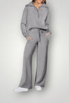 Lilou | Women's Loungewear Set Half-Zip Sweatshirt & Wide-Leg Pants
