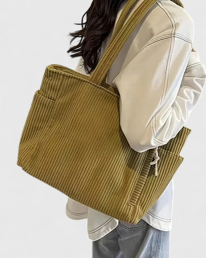 Nora | Women’s Ribbed Tote Bag with Twin Straps