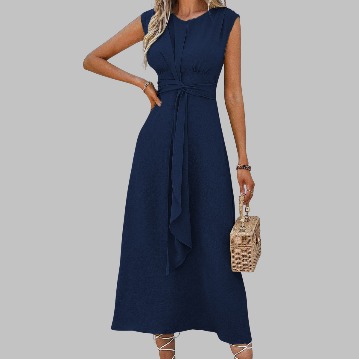 Rees | Women’s Sleeveless Maxi Dress with Round Neck