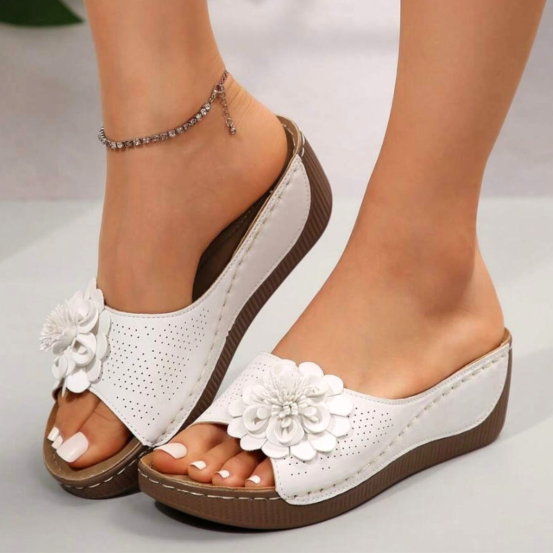 Flora | Women’s Slip-On Sandals with Cushioned Wedge