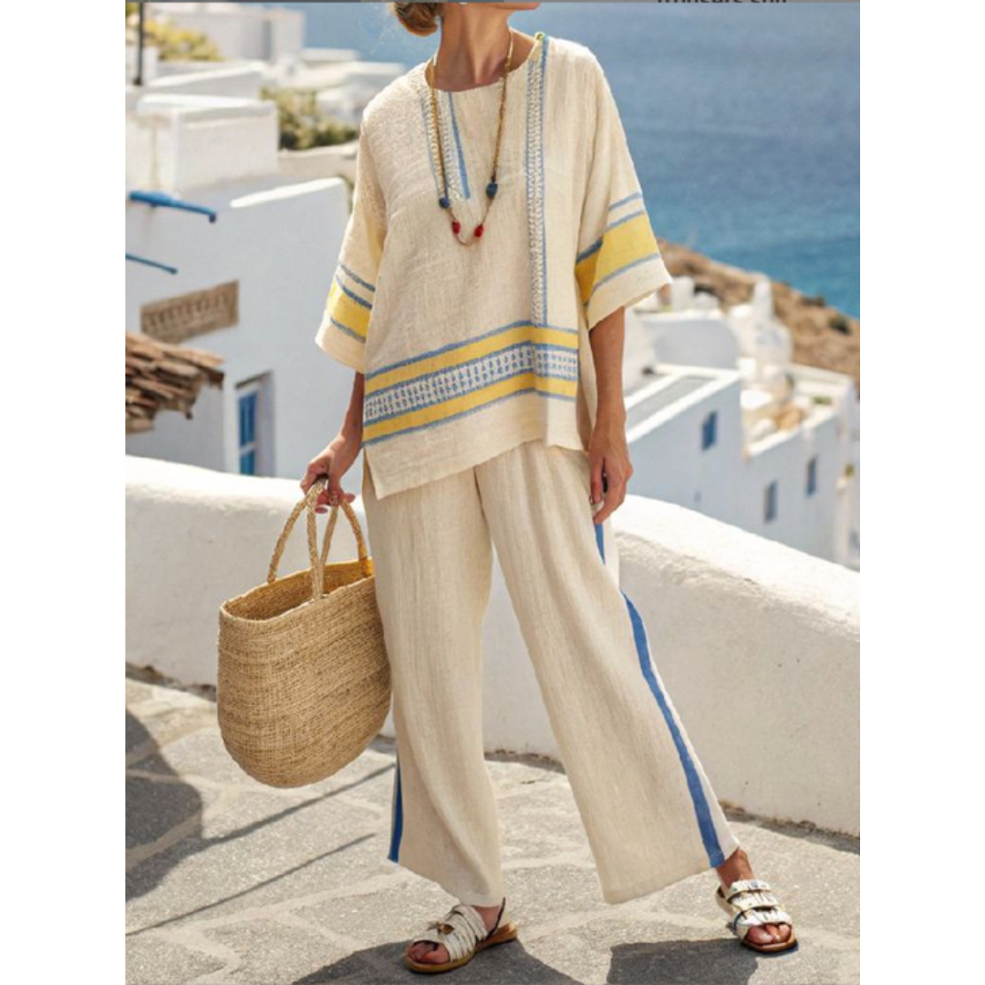 Ximena | Women’s Striped Two Piece Set with Comfort