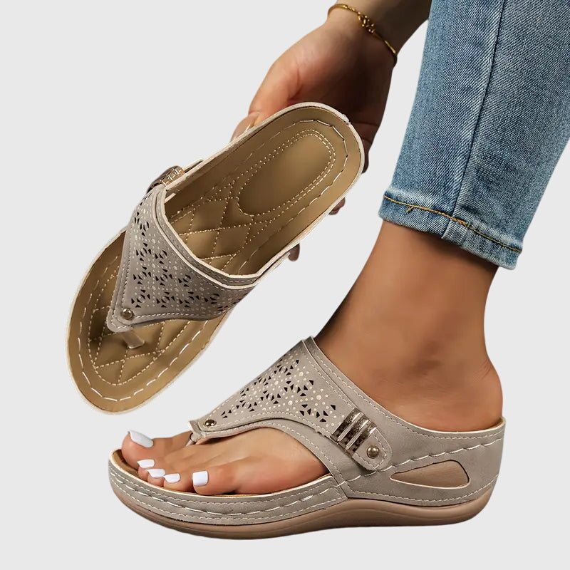 Rylee | Women’s Toe-Post Wedge Sandals with Cutouts