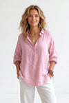 Elise Moreau | Blush Linen Relaxed Shirt with Effortless Elegance For Women
