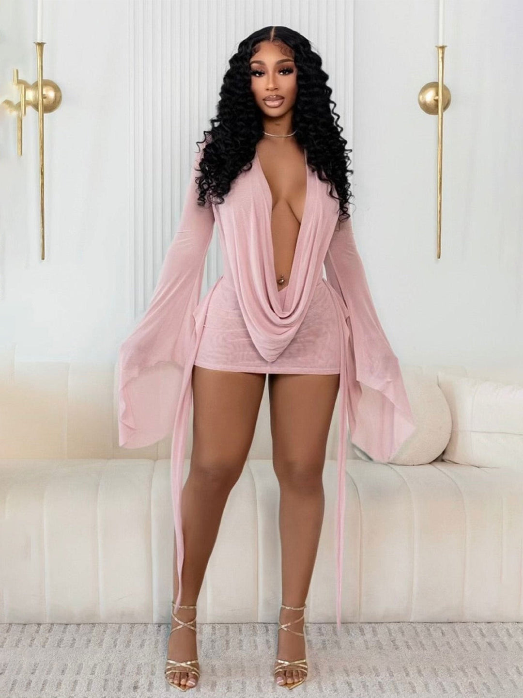 Georgina Jones | Deep V-Neck Backless Mini Dress For Women