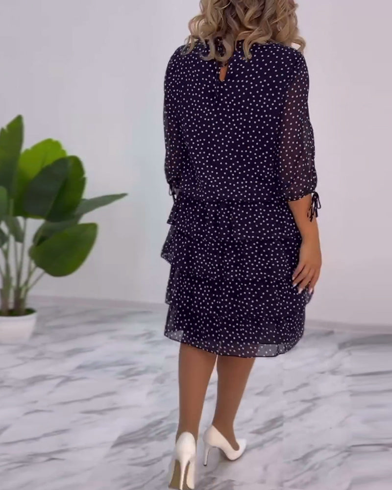 Sophia | Women’s Tiered Polka Dot Dress with Sleeves
