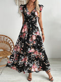 Ailany | Women’s Floral Swing Dress with Waist Tie