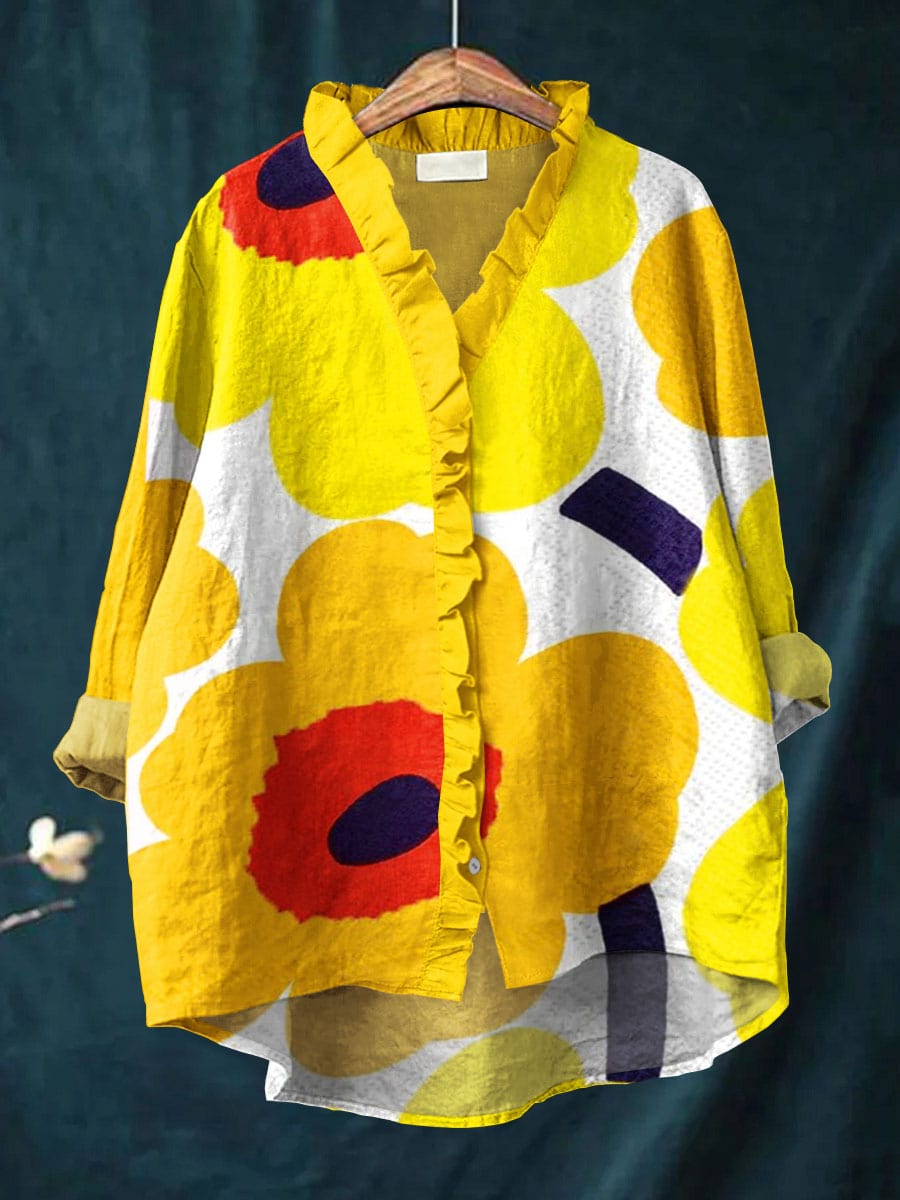 Odessa | Women’s Ruffled Blouse with Neckline Ruffles