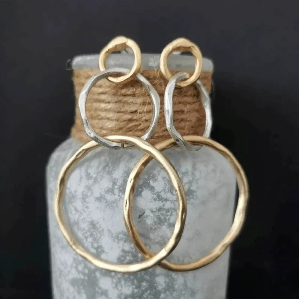 Violet  Women’s Double Hoop Earrings with Layered Rings