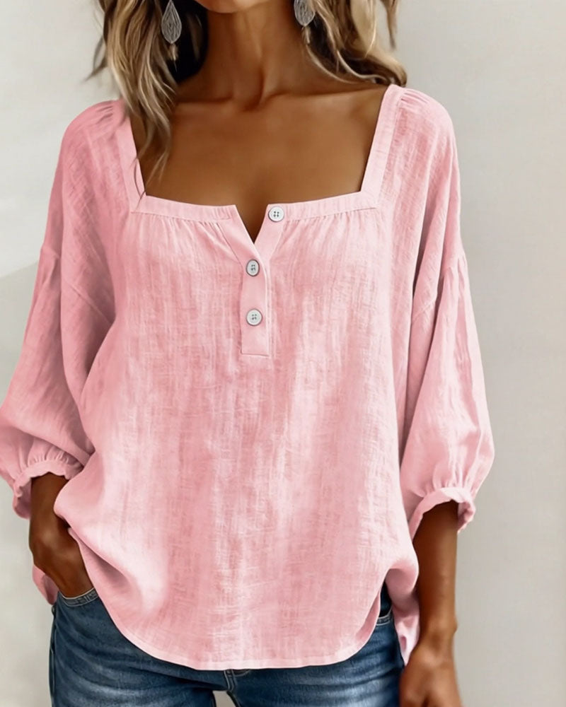 Daisy | Women’s Puff Sleeve Blouse with Square Neck