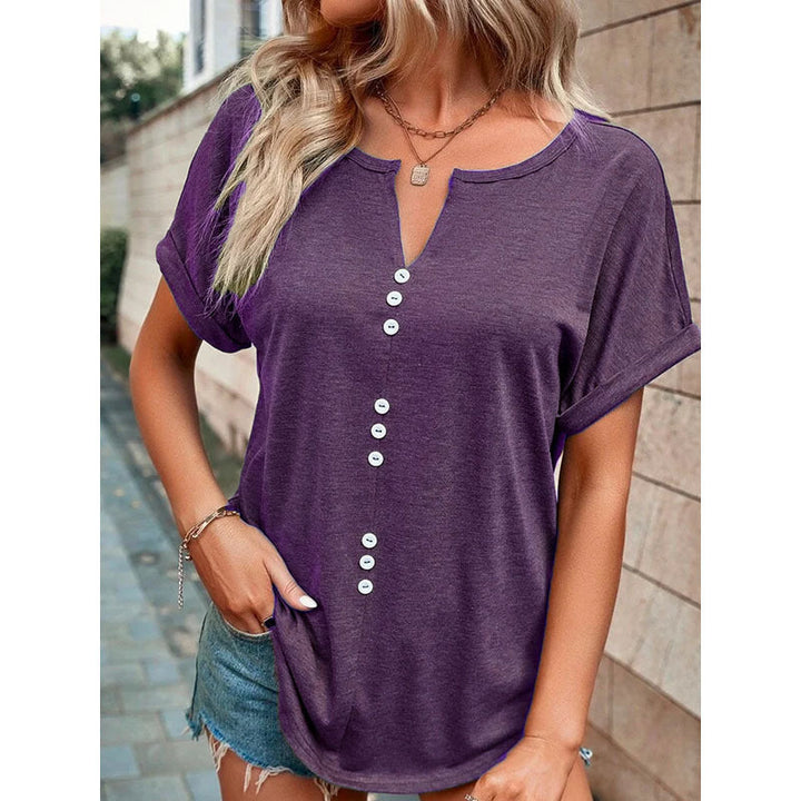 Millie Sutherland | Button-Detail V-Neck Top For Women
