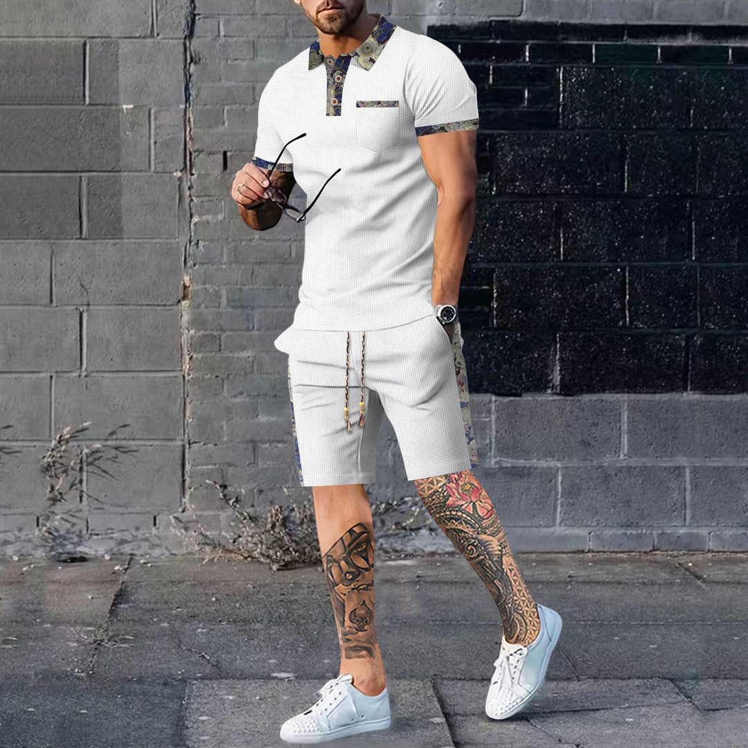 Brayden Foley | Textured Polo Shorts Set For Men