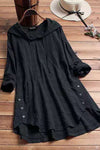 Harriet | Women's Hooded Tunic Top Long Sleeve Button Hem Shirt
