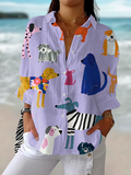 Florence | Women’s Playful Dogs Blouse with Dog Print
