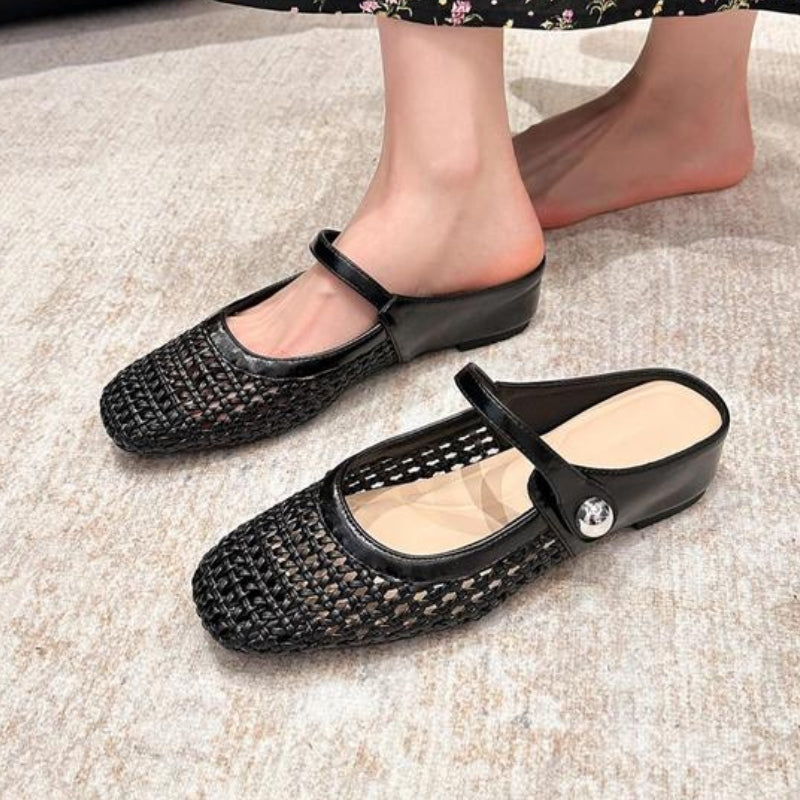Mira | Women’s Woven Mule Flats with Strap