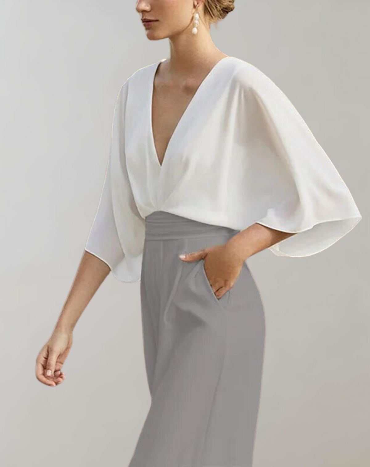 Serafina | Women’s V-Neck Wide-Leg Jumpsuit with Kimono Sleeves