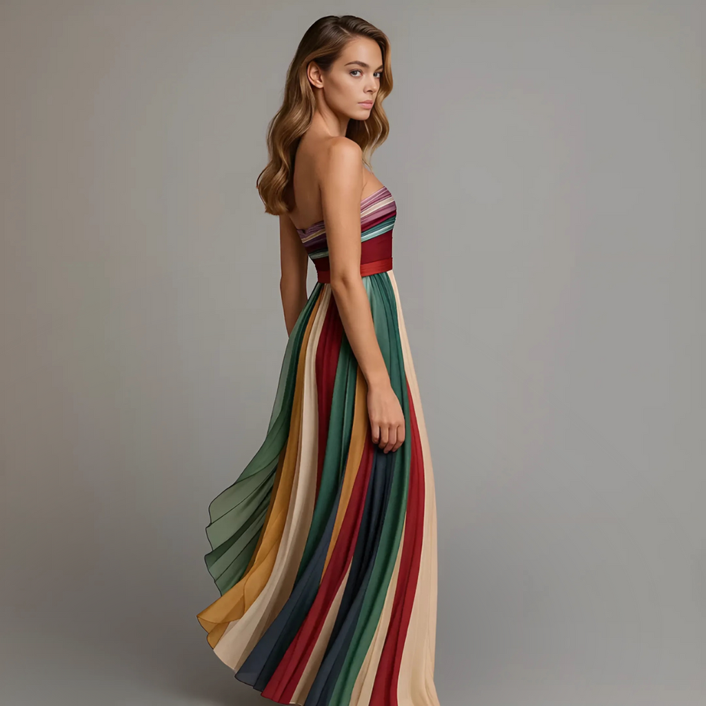 Judith | Women’s Strapless Maxi Dress with Pleats