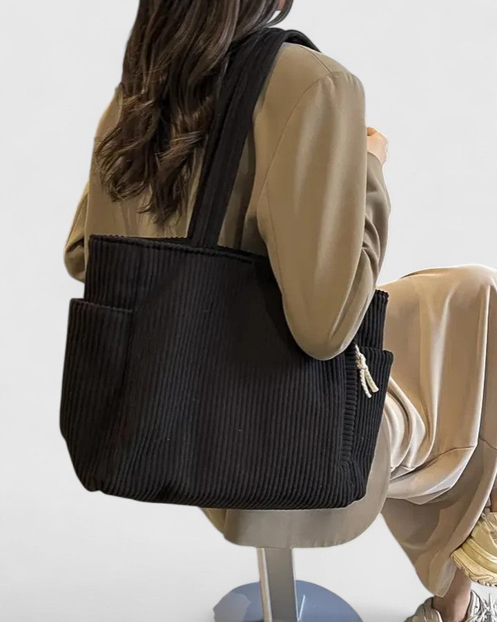 Nora | Women’s Ribbed Tote Bag with Twin Straps