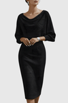 Celeste | Women's Cowl Neck Batwing Sleeve Midi Dress