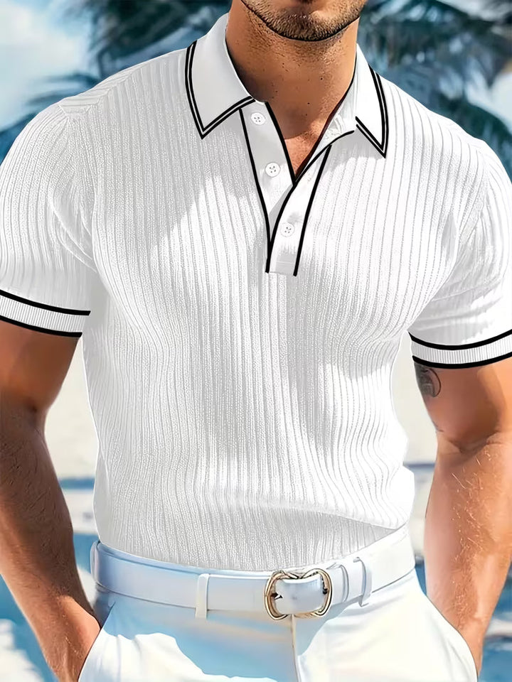 Hugo Prescott | Color-Blocked Short Sleeve Polo Shirt For Men