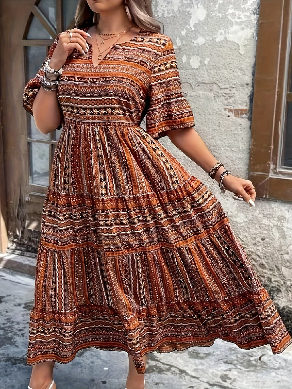 Sylpha | Women’s Ethnic Print Dress with Flowing Silhouette