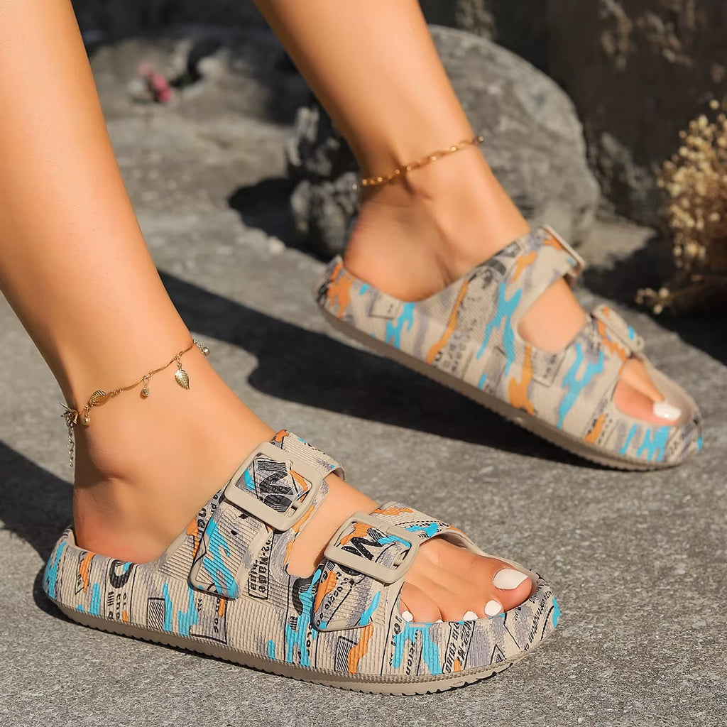 Zeze |  Women’s Double-Buckle Slide with Cushioned Comfort