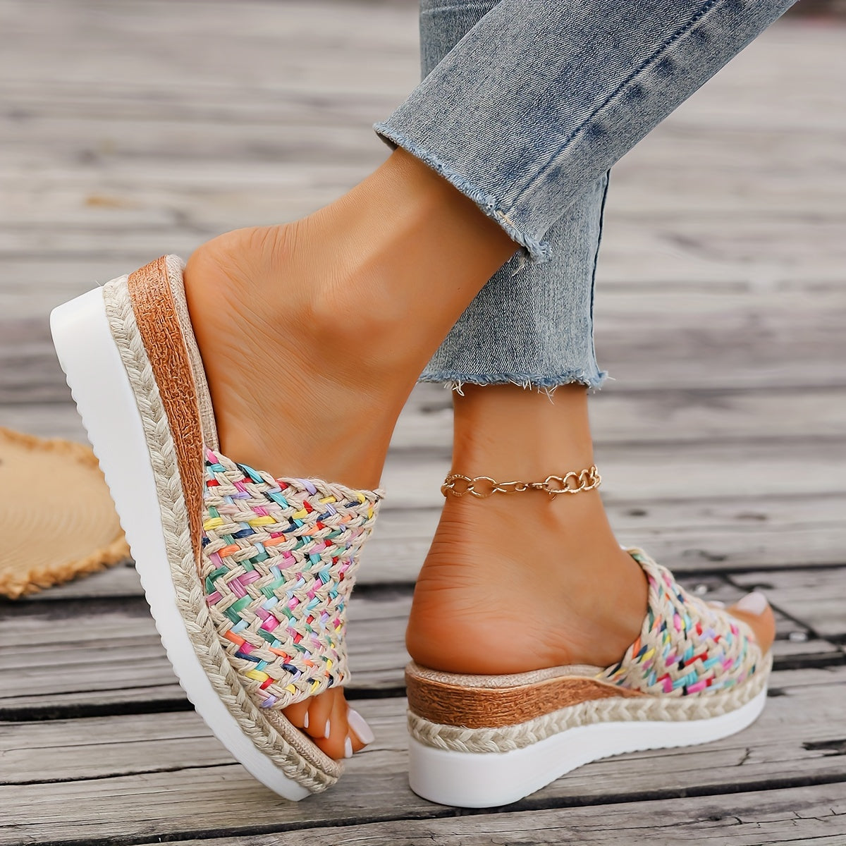 Solari | Women’s Woven Wedge Sandals with Cushioned Insole