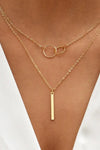 Retro Gold Double Circle Pendant Necklace