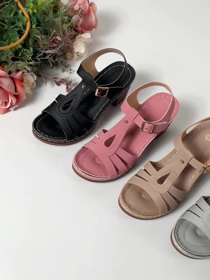 Tierra | Women’s Teardrop Strapped Sandals with Block Heel