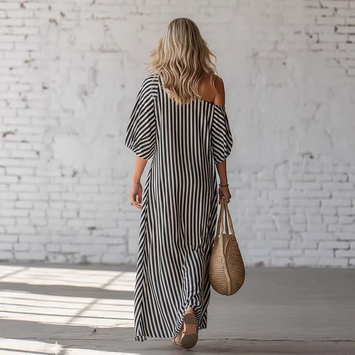 Sienna Walker | Striped Off-Shoulder Summer Dress For Women