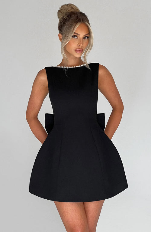 Alura | Women’s Pearl Trim Dress with Back Bow