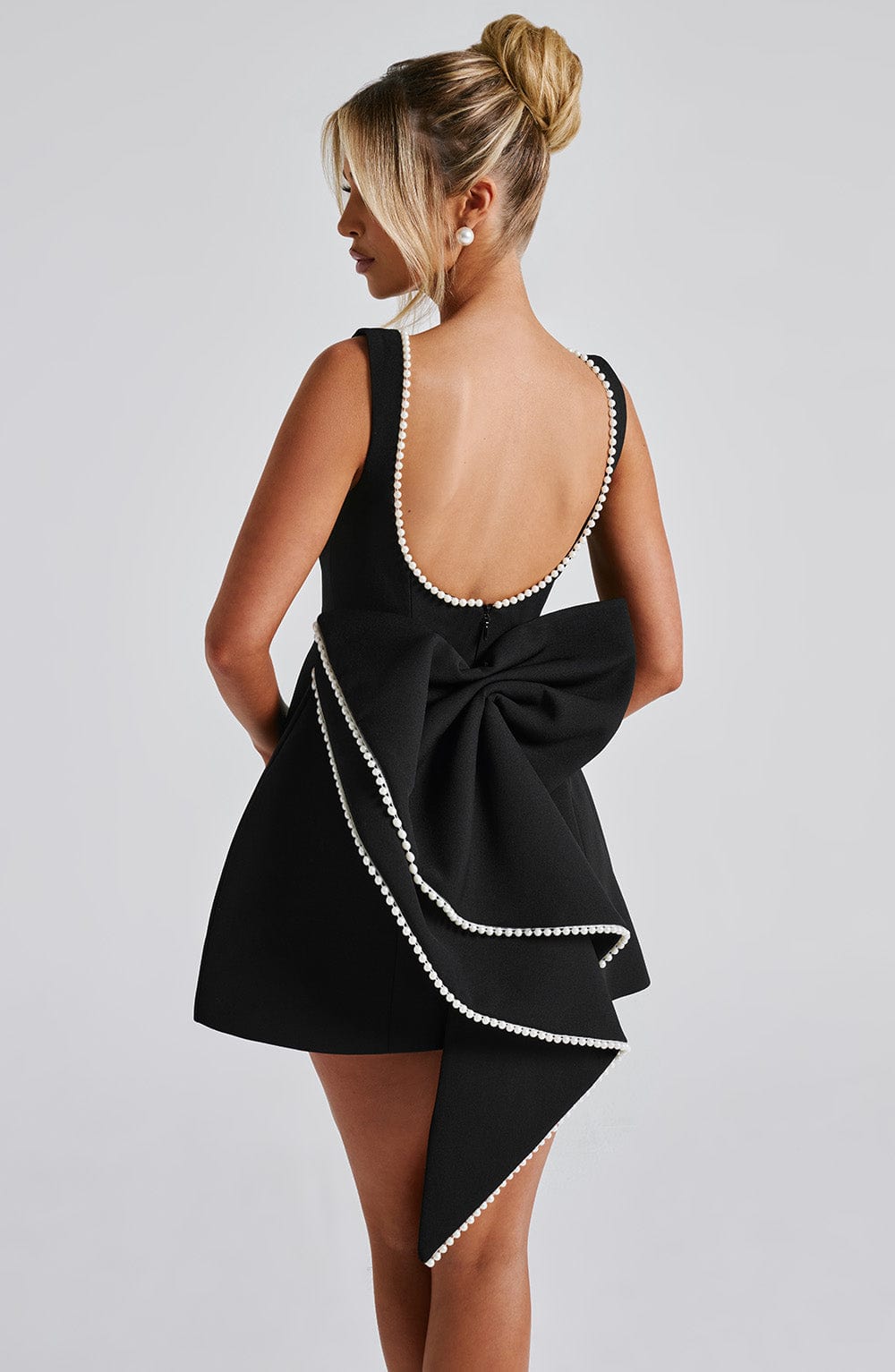 Alura | Women’s Pearl Trim Dress with Back Bow