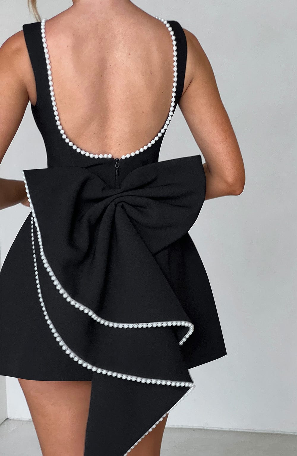 Alura | Women’s Pearl Trim Dress with Back Bow