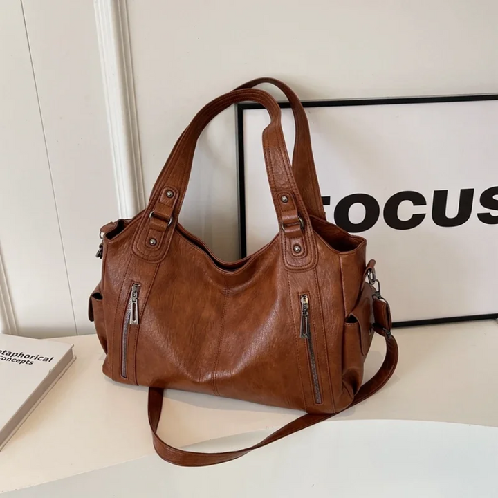 Faux Leather Shoulder Duffle Bag