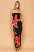 Stretchy Floral Print V-Neck Sleeveless Bodycon Dress