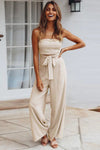 Luna | Women's Strapless Wide Leg Jumpsuit Tie Waist