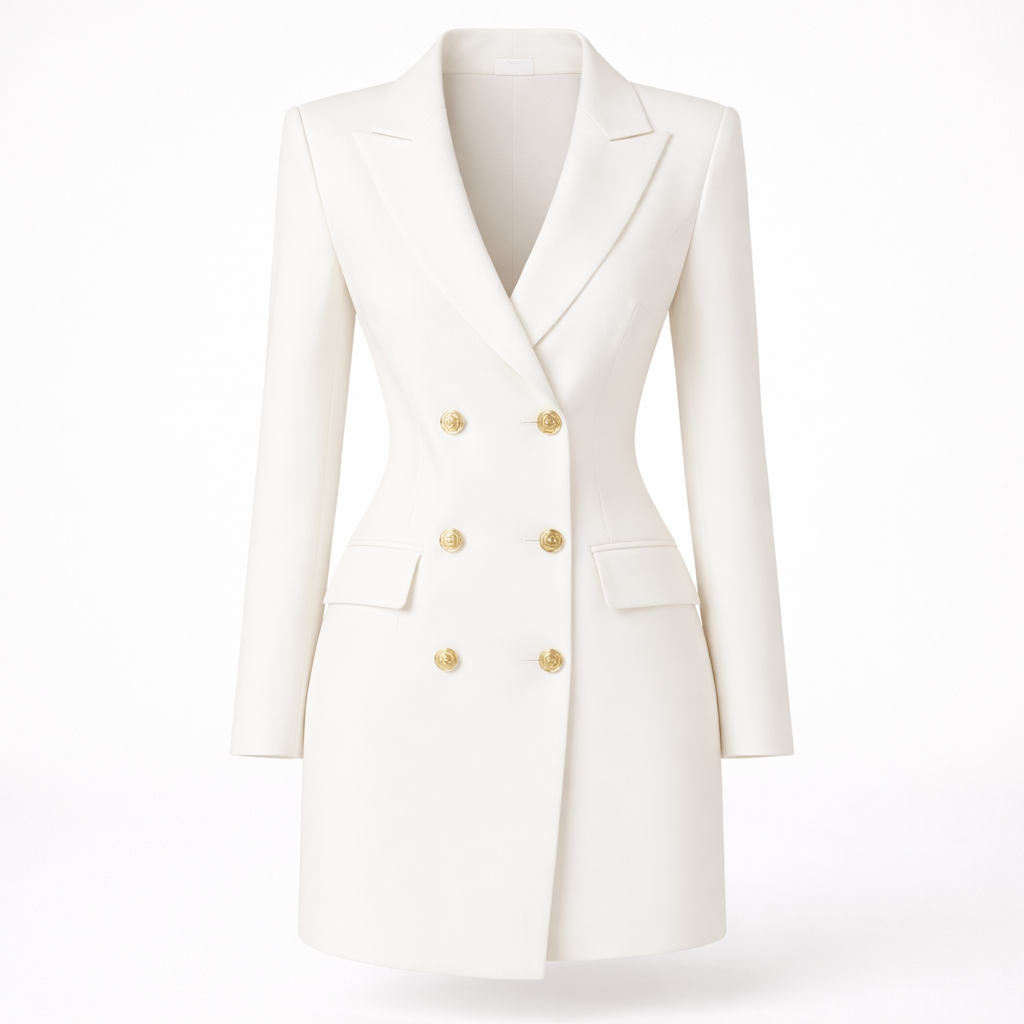 Olivia Crestwood | Black Blazer Mini Dress with Gold Buttons For Women