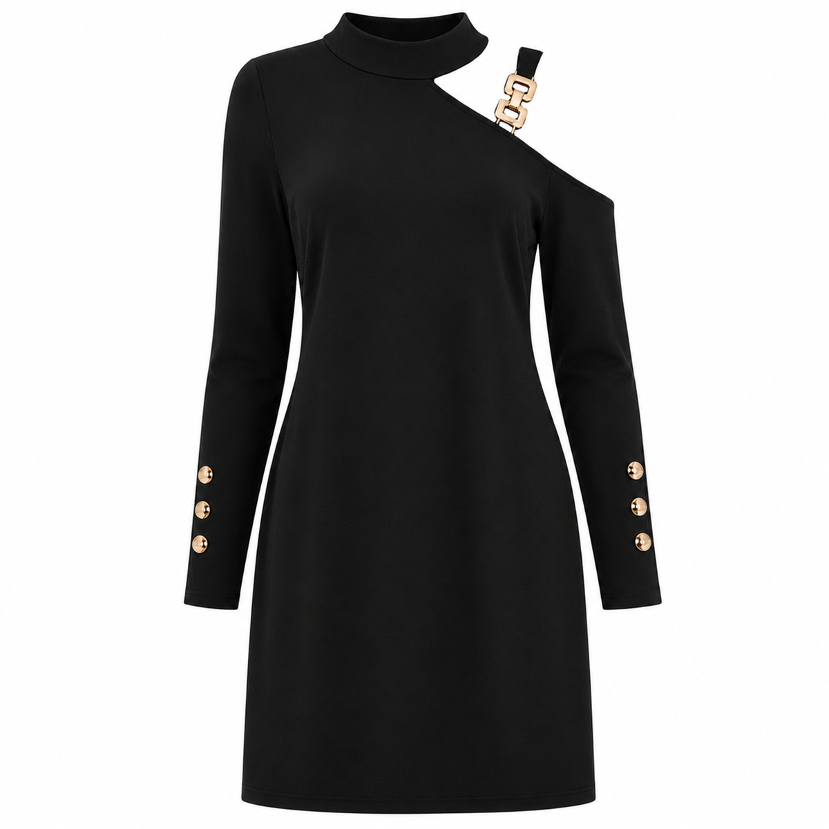 Ava Jones | Cold-Shoulder Buckle Midi Dress For Women