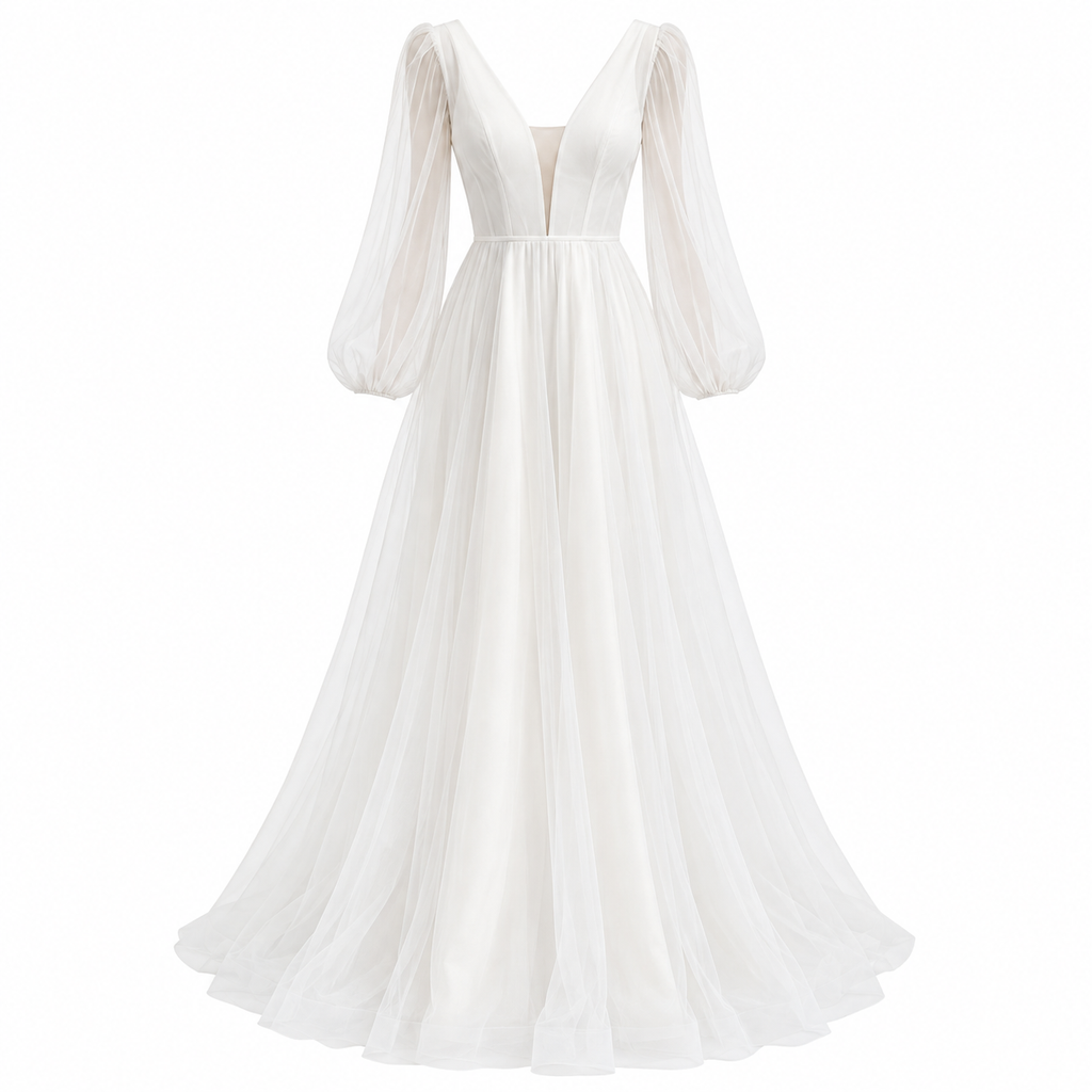 Ava Parker | Long Sleeve Tulle Wedding Dress For Women