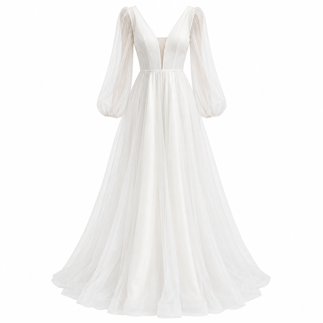 Ava Parker | Long Sleeve Tulle Wedding Dress For Women