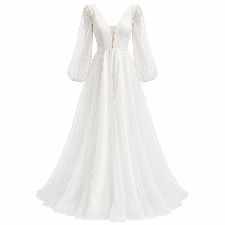 Ava Parker | Long Sleeve Tulle Wedding Dress For Women