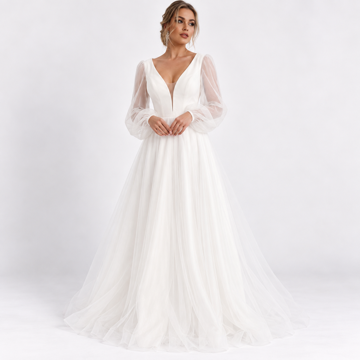 Ava Parker | Long Sleeve Tulle Wedding Dress For Women